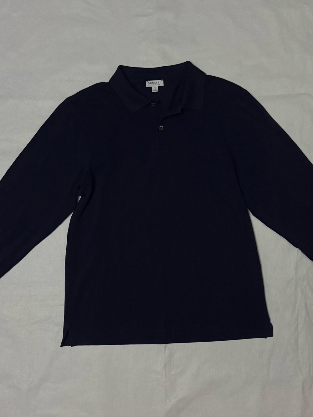 Sunspel Men's Long Sleeve Polo Shirt - Navy
